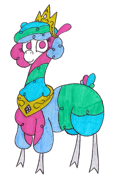 Size: 1437x2212 | Tagged: artist:eternaljonathan, derpibooru import, deviantart, llama, llamafied, llamalestia, princess celestia, safe, species swap, traditional art