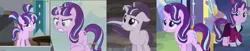 Size: 2464x499 | Tagged: safe, derpibooru import, edit, screencap, starlight glimmer, pony, unicorn, a horse shoe-in, rock solid friendship, the cutie re-mark, the last problem, age progression, alternate timeline, ashlands timeline, barren, clothes, cropped, crying, discovery family logo, equal cutie mark, eye shimmer, female, filly, filly starlight glimmer, floppy ears, frown, gritted teeth, headmare starlight, implied genocide, looking at you, older, older starlight glimmer, pigtails, post-apocalyptic, reformation, s5 starlight, sad, sad face, sadlight glimmer, smiling, suit, wasteland, windswept mane, worried, younger