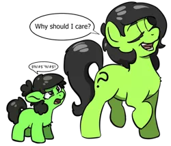 Size: 800x686 | Tagged: safe, artist:lockhe4rt, derpibooru import, oc, oc:anonfilly, unofficial characters only, earth pony, pony, age difference, blank flank, censored vulgarity, cutie mark, eyes closed, female, filly, grawlixes, image, mare, multeity, oliver and company, png, question mark, self ponidox
