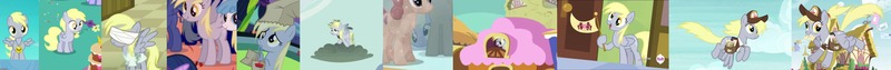 Size: 6372x500 | Tagged: safe, derpibooru import, edit, edited screencap, screencap, amberlocks, derpy hooves, lightning bolt, rook ramparts, white lightning, crystal pony, pegasus, pony, friendship is magic, luna eclipsed, parental glideance, pinkie pride, rainbow falls, school raze, season 4, the last problem, the last roundup, where the apple lies, age progression, bandage, brony history, clothes, costume, cropped, cute, derp, derpabetes, dreamy, electrocution, envelope, female, filly, filly derpy, friendship express, great moments in animation, hat, i just don't know what went wrong, it begins, mailmare, mare, medal, nightmare night costume, older, one eye closed, oops my bad, opening, paper bag, paper bag wizard, podium, scrunchy face, smiling, solo, spread wings, teenage derpy hooves, the grey one's glorious return, wall of tags, wings, wink, younger