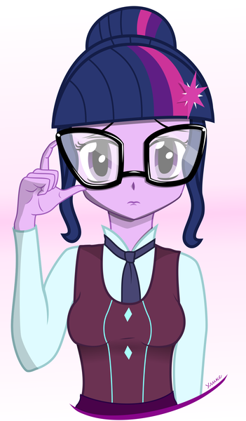 Size: 1123x1920 | Tagged: safe, artist:uliks-uliks, derpibooru import, sci-twi, twilight sparkle, equestria girls, clothes, crystal prep academy uniform, female, glasses, looking at you, school uniform, solo