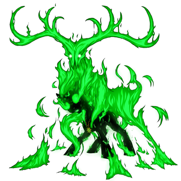 Size: 1500x1500 | Tagged: safe, artist:kalemon, derpibooru import, deer, ghoul, pony, undead, fallout equestria, balefire, fire, horns, on fire, simple background, solo, transparent background