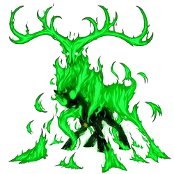 Size: 1500x1500 | Tagged: safe, artist:kalemon, derpibooru import, deer, ghoul, pony, undead, fallout equestria, balefire, fire, horns, on fire, simple background, solo, transparent background