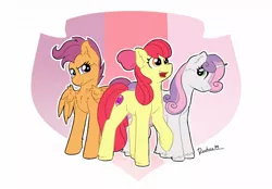 Size: 1280x890 | Tagged: safe, artist:ruushiicz, derpibooru import, apple bloom, scootaloo, sweetie belle, pony, adult, cutie mark crusaders, group