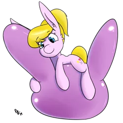 Size: 1671x1665 | Tagged: safe, artist:ponballoon, deleted from derpibooru, derpibooru import, oc, oc:lola balloon, earth pony, pony, animal crossing, balloon, balloon sitting, cute, female, filly, shiny, smiling