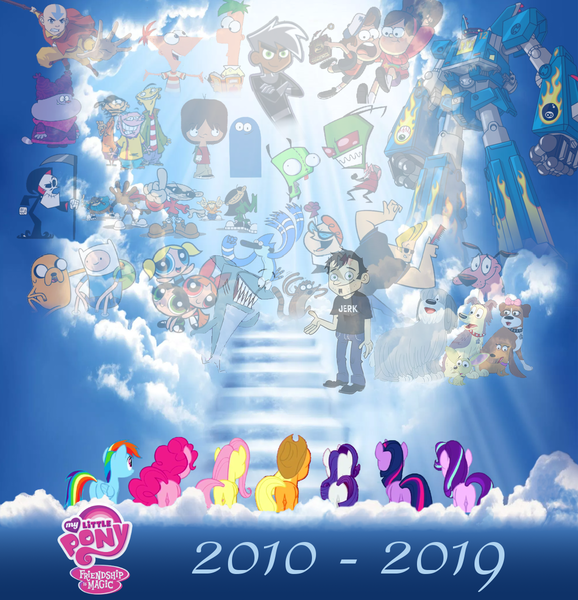 Size: 1156x1200 | Tagged: safe, derpibooru import, applejack, fluttershy, pinkie pie, rainbow dash, rarity, starlight glimmer, twilight sparkle, alicorn, earth pony, human, pegasus, pony, unicorn, 2010s, 2019, aang, adventure time, avatar the last airbender, bittersweet, bloo (foster's), blossom (powerpuff girls), bubbles (powerpuff girls), butt, buttercup (powerpuff girls), cartoon, cartoon heaven, cartoon network, chowder, cloud, codename kids next door, cookie (pound puppies), courage the cowardly dog, crossover, dan, dan vs, danny phantom, dexter's laboratory, dipper pines, disney, ed edd n eddy, end of g4, end of ponies, feels, ferb fletcher, finn the human, foster's home for imaginary friends, gir, good end, gravity falls, grim reaper, heaven, hub network, image, invader zim, it's over, jake the dog, johnny bravo, kenny the shark, kids next door, line-up, lucky, lucky smarts, mabel pines, mac (foster's), mane six, megas xlr, meme, mordecai, mordecai and rigby, my little pony logo, niblet, nickelodeon, numbuh 1, numbuh 2, numbuh 3, numbuh 4, numbuh 5, phineas and ferb, phineas flynn, plot, plotline, png, pound puppies, regular show, rigby, sad, squirt (pound puppies), stairs, strudel, the end, the grim adventures of billy and mandy, the hub, the powerpuff girls, wall of tags, zim