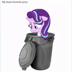 Size: 717x718 | Tagged: safe, derpibooru import, starlight glimmer, pony, abuse, drama, glimmerbuse, op, starlight drama, trash can