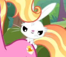 Size: 230x200 | Tagged: safe, derpibooru import, screencap, luster dawn, pony, rabbit, unicorn, the last problem, animal, butt touch, cropped, female, mare, out of context, solo focus