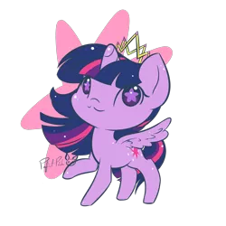 Size: 894x894 | Tagged: safe, artist:piichu-pi, derpibooru import, twilight sparkle, twilight sparkle (alicorn), alicorn, pony, :3, chibi, crown, cute, female, jewelry, mare, one hoof raised, regalia, simple background, solo, starry eyes, transparent background, twiabetes, wingding eyes