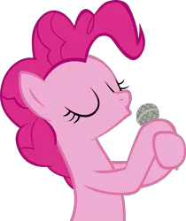Size: 4540x5394 | Tagged: safe, artist:ironm17, derpibooru import, pinkie pie, earth pony, pony, the last laugh, eyes closed, microphone, simple background, singing, solo, transparent background, vector