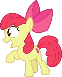 Size: 4920x6139 | Tagged: safe, artist:parclytaxel, derpibooru import, edit, editor:slayerbvc, vector edit, apple bloom, earth pony, pony, crusaders of the lost mark, absurd resolution, apple bloom's bow, bow, cropped, cutie mark, female, filly, hair bow, raised hoof, simple background, smiling, solo, the cmc's cutie marks, transparent background, vector