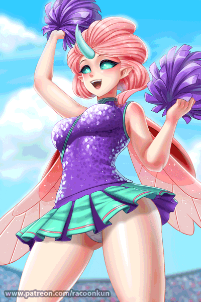 Size: 1000x1500 | Tagged: 2 4 6 greaaat, animated, artist:racoonsan, breasts, busty ocellus, busty smolder, cheerleader, cheerleader ocellus, cheerleader outfit, cheerleader smolder, clothes, cute, derpibooru import, diaocelles, dragon, female, human, humanized, miniskirt, ocellus, older, panties, pleated skirt, seizure warning, shapeshifting, skirt, skirt lift, smolder, solo, solo female, suggestive, tailed humanization, tanktop, thighs, transformation, underwear, upskirt, white underwear, winged humanization, wings