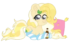 Size: 3224x1958 | Tagged: safe, artist:superanina, derpibooru import, oc, oc:radler, unofficial characters only, earth pony, pony, clothes, female, pillow, radler, simple background, socks, solo, striped socks, transparent background