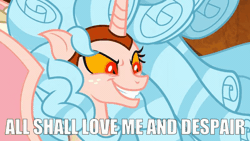 Size: 800x450 | Tagged: alicorn, alicornified, animated, caption, chaos magic, cozycorn, cozy glow, derpibooru import, edit, edited screencap, galadriel, giant demon alicorn cozy glow, gif, image macro, lord of the rings, pure concentrated unfiltered evil of the utmost potency, pure unfiltered evil, race swap, safe, screencap, solo, text, text edit, the ending of the end, xk-class end-of-the-world scenario