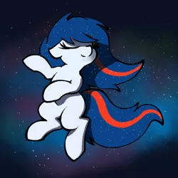 Size: 750x750 | Tagged: safe, artist:masserey, derpibooru import, oc, oc:nasapone, unofficial characters only, pony, /mlp/, eyes closed, floating, smiling, solo, space, stars
