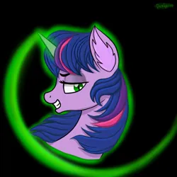 Size: 768x768 | Tagged: safe, artist:darklight1315, derpibooru import, twilight sparkle, pony, bust, female, glowing horn, horn, portrait, solo