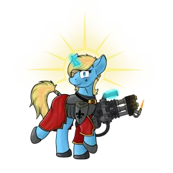 Size: 1500x1500 | Tagged: safe, artist:yognaughtsteve, derpibooru import, oc, oc:skydreams, pony, unicorn, adepta sororitas, heavy flamer, simple background, solo, transparent background, warhammer (game), warhammer 40k