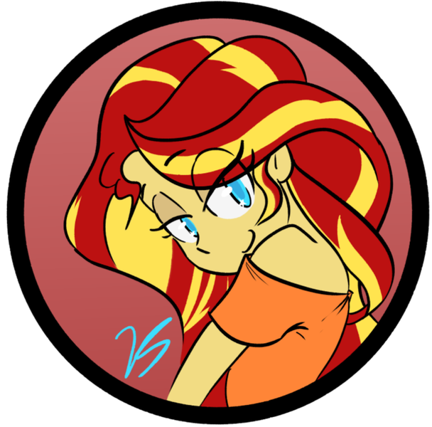 Size: 723x713 | Tagged: safe, artist:vreshkashowers, derpibooru import, sunset shimmer, equestria girls, adorasexy, bedroom eyes, bust, clothes, colored pupils, cute, eye clipping through hair, female, off shoulder, sexy, shimmerbetes, solo