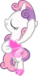 Size: 367x720 | Tagged: safe, artist:angrymetal, derpibooru import, sweetie belle, pony, unicorn, ballerina, ballet, ballet slippers, clothes, cute, diasweetes, en pointe, eyes closed, leotard, one arm up, open mouth, simple background, solo, sweetierina, transparent background, tutu