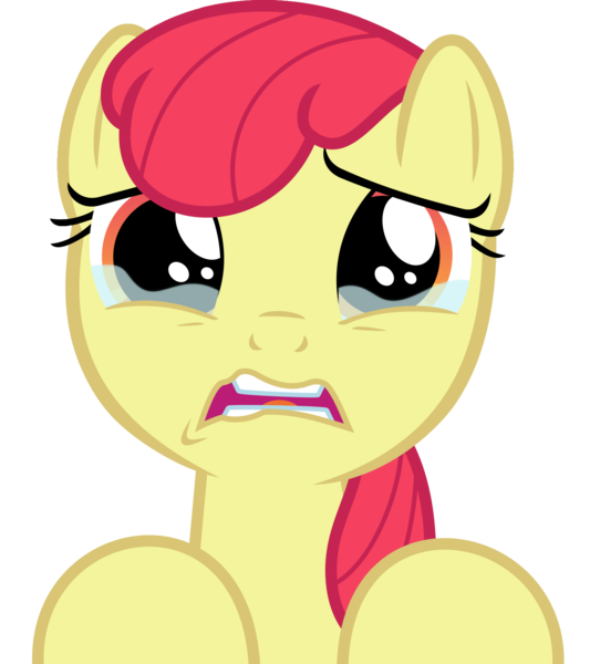 Size: 1509x1698 | Tagged: safe, artist:phucknuckl, derpibooru import, edit, editor:slayerbvc, vector edit, apple bloom, earth pony, pony, the last crusade, accessory-less edit, crying, female, filly, missing accessory, sad, simple background, solo, transparent background, vector