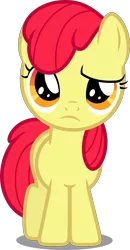 Size: 2667x5130 | Tagged: safe, artist:dashiesparkle, derpibooru import, edit, editor:slayerbvc, vector edit, apple bloom, earth pony, pony, the show stoppers, accessory-less edit, confused, female, filly, missing accessory, simple background, solo, transparent background, vector