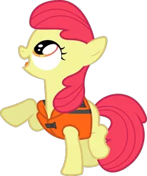 Size: 3661x4380 | Tagged: safe, artist:dasprid, derpibooru import, edit, editor:slayerbvc, vector edit, apple bloom, earth pony, pony, pinkie apple pie, accessory-less edit, female, filly, lifejacket, looking up, missing accessory, simple background, solo, transparent background, vector