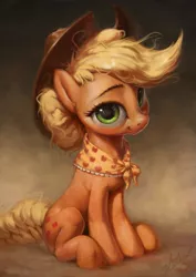 Size: 765x1080 | Tagged: safe, artist:assasinmonkey, derpibooru import, applejack, earth pony, pony, the last problem, alternate hairstyle, braided tail, cute, female, granny smith's scarf, jackabetes, looking at you, mare, older, older applejack, sitting, solo