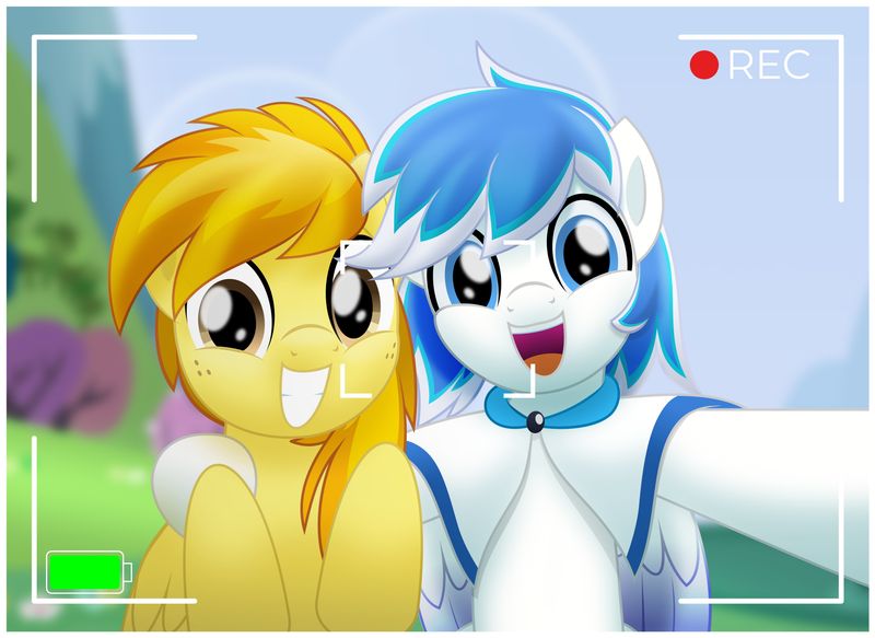 Size: 800x583 | Tagged: safe, artist:jhayarr23, derpibooru import, oc, oc:canicula, oc:fire fly, unofficial characters only, pegasus, pony, male, movie accurate, rec, selfie, stallion