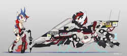 Size: 2254x990 | Tagged: safe, artist:satv12, derpibooru import, oc, oc:blackjack, oc:rampage, earth pony, pony, semi-anthro, fallout equestria, fallout equestria: project horizons, bipedal, boots, breasts, cleavage, clothes, fanfic art, gun, hoverbike, leotard, shoes, shotgun, spas-12, umbrella, weapon