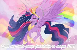 Size: 2048x1324 | Tagged: safe, artist:sophieascruggs, derpibooru import, princess twilight 2.0, twilight sparkle, twilight sparkle (alicorn), alicorn, pony, the last problem, cute, eyes closed, smiling, solo, spread wings, twiabetes, wings