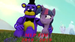 Size: 2720x1530 | Tagged: safe, artist:fazbearsparkle, derpibooru import, twilight sparkle, twilight sparkle (alicorn), oc, alicorn, pony, 2010, 2019, 3d, canterlot, crossover, crying, drop, end of g4, end of ponies, five nights at freddy's, freddy fazbear, non-mlp oc, non-pony oc, source filmmaker, thank you