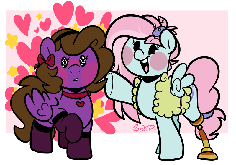 Size: 4300x3000 | Tagged: safe, artist:befishproductions, derpibooru import, kerfuffle, oc, oc:befish, pegasus, pony, rainbow roadtrip, amputee, cute, female, fufflebetes, heart, mare, prosthetic limb, prosthetics, raised hoof, signature, starry eyes, wingding eyes