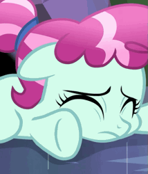 Size: 485x566 | Tagged: safe, derpibooru import, screencap, cherry valley, crystal pony, pony, season 9, the beginning of the end, spoiler:s09, animated, crystal filly, dark magic, eyes closed, female, filly, implied king sombra, loop, magic, out of context, shadow