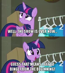 Size: 640x720 | Tagged: safe, derpibooru import, edit, edited screencap, screencap, rarity, twilight sparkle, twilight sparkle (alicorn), alicorn, pony, the saddle row review, adorkable, caption, cute, dork, end of ponies, female, image macro, in-universe pegasister, magic, mare, meme, open mouth, telekinesis, text, that pony sure does love organization, twiabetes