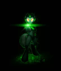 Size: 830x962 | Tagged: safe, artist:chickenwhite, derpibooru import, lyra heartstrings, pony, bipedal, black background, looking at you, megaman, megaman (character), simple background, solo