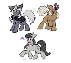 Size: 3500x3124 | Tagged: safe, artist:virmir, derpibooru import, octavia melody, oc, oc:terrev, oc:virmare, oc:virmir, oc:zinc, earth pony, pony, unicorn, bowtie, cape, character to character, clothes, eyepatch, post-transformation