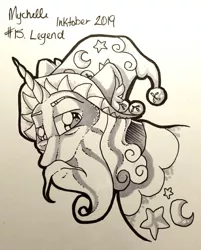 Size: 1649x2048 | Tagged: safe, artist:mychelle, derpibooru import, star swirl the bearded, pony, bust, inktober, inktober 2019, monochrome, portrait, solo, traditional art