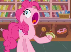 Size: 1165x848 | Tagged: safe, artist:hereward, derpibooru import, pinkie pie, earth pony, human, pony, 1000 hours in ms paint, collage, cupcake, fetish, food, micro, pinkie pred, story included, tiny, unaware vore, vore