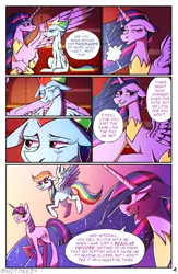 Size: 1600x2460 | Tagged: safe, artist:sakishithewolf, derpibooru import, princess twilight 2.0, rainbow dash, twilight sparkle, twilight sparkle (alicorn), alicorn, pegasus, pony, unicorn, comic:old age, the last problem, blushing, comic, crying, duo, eyes closed, female, lesbian, mare, older, older rainbow dash, older twilight, shipping, twidash, unicorn twilight