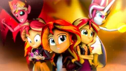 Size: 1187x673 | Tagged: safe, artist:kyloren2000, derpibooru import, sunset shimmer, equestria girls, 3d, crown, daydream shimmer, element of magic, evil, evil grin, geode of empathy, grin, horn, jewelry, magical geodes, open mouth, regalia, smiling, source filmmaker, sunset satan, sunset's conscience, wings