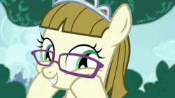 Size: 1024x576 | Tagged: safe, derpibooru import, screencap, zippoorwhill, pegasus, pony, forever filly, adorable face, cute, female, filly, glasses, happy, jewelry, smiling, solo, squishy cheeks, tiara, zippoorbetes