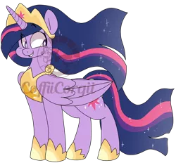 Size: 800x743 | Tagged: safe, artist:coffiicorgii, derpibooru import, princess twilight 2.0, twilight sparkle, twilight sparkle (alicorn), alicorn, pony, the last problem, crown, cute, end of ponies, female, hoof shoes, jewelry, mare, obtrusive watermark, peytral, regalia, simple background, smiling, solo, transparent background, watermark