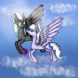 Size: 768x768 | Tagged: safe, artist:commandereclipse, derpibooru import, cloudchaser, thunderlane, pony, female, male, shipping, straight, thunderchaser