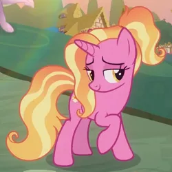 Size: 380x380 | Tagged: safe, derpibooru import, screencap, luster dawn, pony, unicorn, the last problem, cropped, cute, lusterbetes, one hoof raised, solo