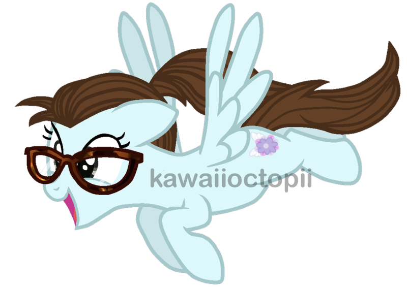 Size: 1064x751 | Tagged: safe, artist:kawaiioctopii, deleted from derpibooru, derpibooru import, oc, pegasus, pony, flying, glasses, photo, ponysona, simple background, solo, transparent background, watermark, wildflower