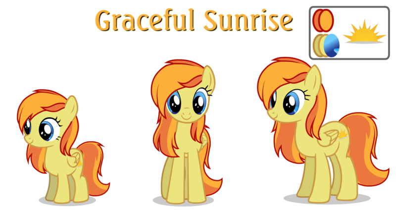 Size: 2560x1440 | Tagged: artist:2huvian, cutie mark, derpibooru import, female, filly, mare, oc, oc:graceful sunrise, pegasus, reference sheet, safe, show accurate, simple background, transparent background, unofficial characters only