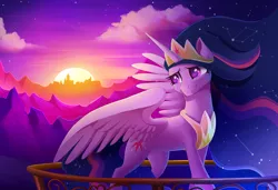 Size: 1280x877 | Tagged: safe, artist:sacredroses-art, derpibooru import, princess twilight 2.0, twilight sparkle, twilight sparkle (alicorn), alicorn, pony, the last problem, constellation, digital art, ethereal mane, female, mare, solo, starry mane, stars