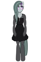 Size: 3200x4800 | Tagged: alternate version, anthro, arm hooves, artist:fascismnotincluded, blushing, choker, clothes, derpibooru import, dress, evening gloves, eyeshadow, flower, flower in hair, gloves, high res, long gloves, makeup, marble pie, safe, simple background, socks, solo, stockings, thigh highs, transparent background, unguligrade anthro, vector