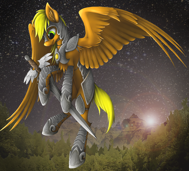 Size: 1107x1004 | Tagged: safe, artist:wolfguts, derpibooru import, oc, pegasus, pony, sword, weapon