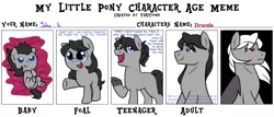 Size: 2000x852 | Tagged: safe, artist:yokokinawa, derpibooru import, oc, oc:dracula, pony, age meme, age progression, baby, colt, male, meme, stallion, teenager